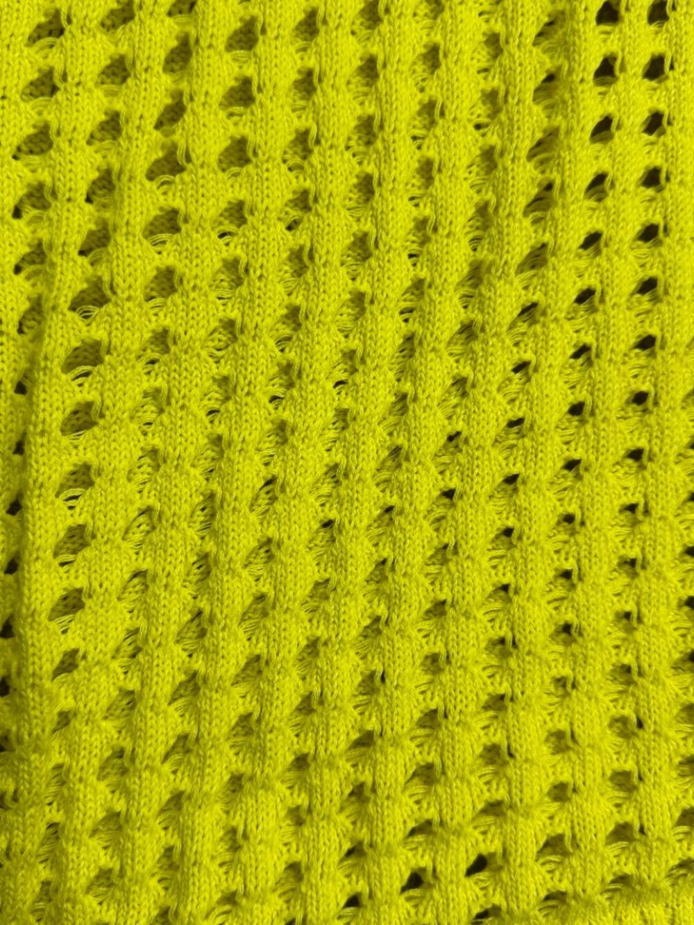 DKNY Jeans Neon Yellow V-Neck Open-Knit Crochet Sweater L - Picture 6 of 8